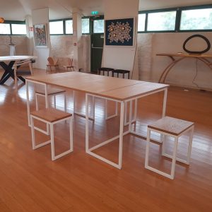 Steel-frame table